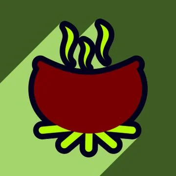 Flat with shadow icon cauldron on a bright background Stock Illustration