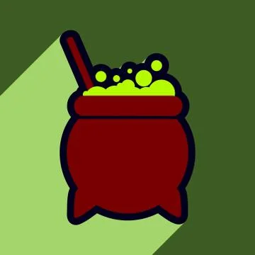 Flat with shadow icon cauldron on a bright background Stock Illustration