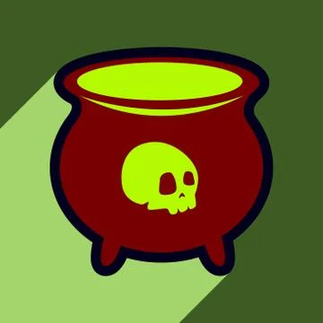 Flat with shadow icon cauldron on a bright background Stock Illustration