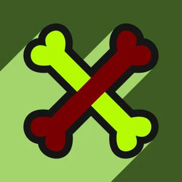 Flat with shadow Icon cross bones stacked on colored background Stock Illustration