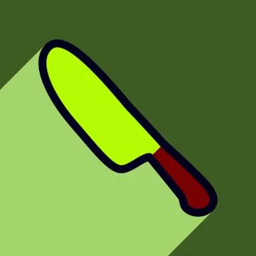 Flat with shadow Icon knife on a colored background Stock Illustration