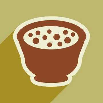 Flat with shadow icon miso soup on stylish background Stock Illustration