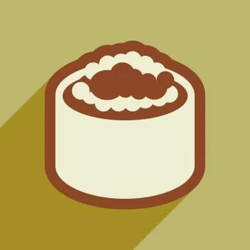Flat with shadow icon sushi with caviar Stock Illustration