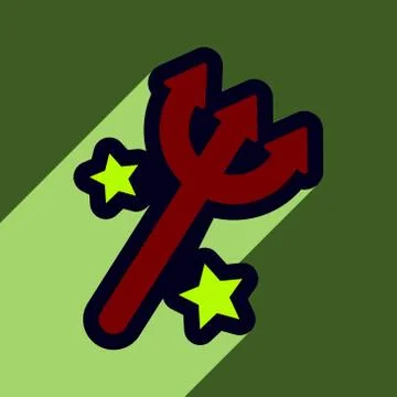 Flat with shadow Icon trident on a colored background Stock Illustration