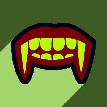 Flat with shadow Icon vampire teeth a bright background Stock Illustration