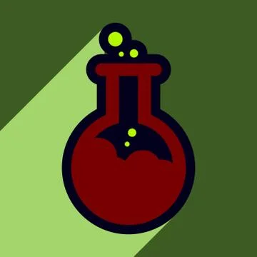Flat with shadow Icon vial of poison on colored background Stock Illustration