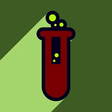 Flat with shadow Icon vial of poison on colored background Stock Illustration