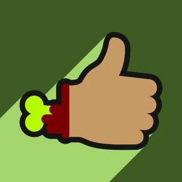 Flat with shadow Icon Zombie hand on a colored background Stock Illustration