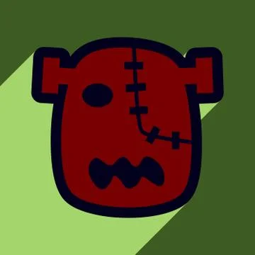Flat with shadow Icon Zombie head on a bright background Stock Illustration