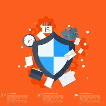 Flat shield icon. Data protection concept. Social network security. Stock Illustration