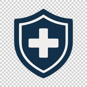 Flat Shield Icon with Plus Sign Symbol Illustrating Health and Safety Protection Stock Illustration