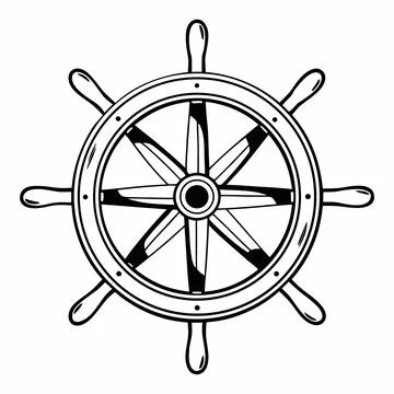 Flat Ship Wheel Vector Illustration Stock Illustration
