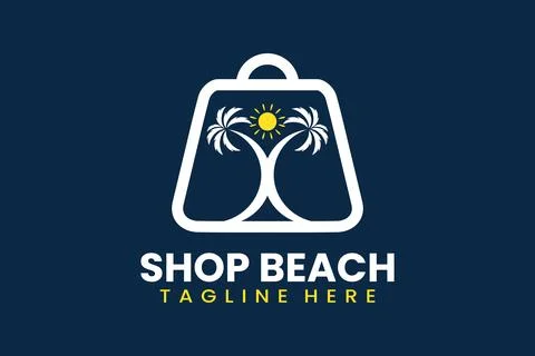Flat shop beach logo template vector illustration Stock Illustration