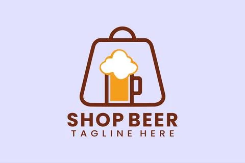 Flat shop beer logo template vector illustration 스톡 일러스트