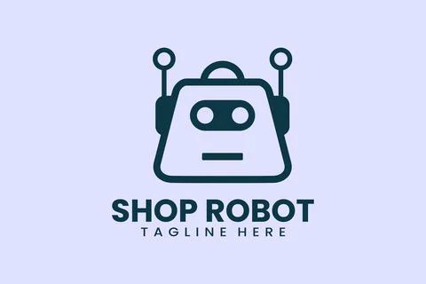 Flat shop robot logo template vector illustration Ilustración de archivo