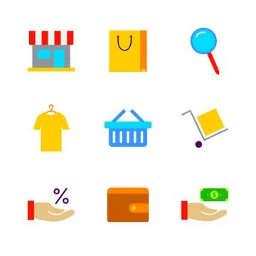 Flat Shop Set Stock Illustration