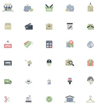 Flat shopping icon set Stock Illustration