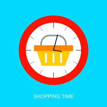 Flat Shopping Time Concept Stock Illustration