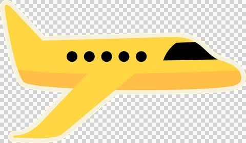 Flat side-view yellow plane is being shown on transparent background with stripe Stock Illustration