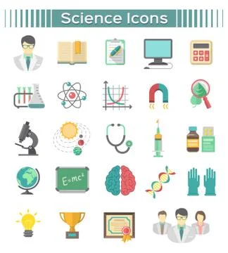 Flat sience icons Stock Illustration