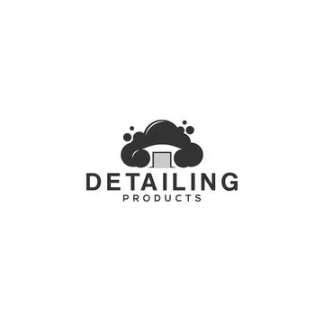 Flat silhouette DETAILINGPRODCUTS auto logo design Stock Illustration