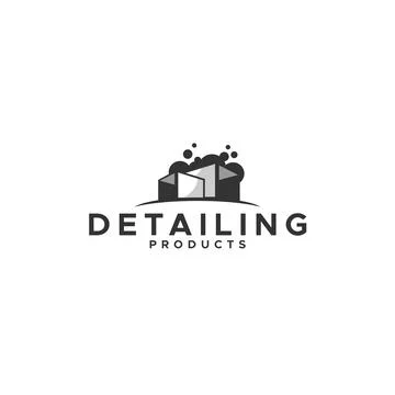 Flat silhouette DETAILINGPRODCUTS auto logo design Stock Illustration