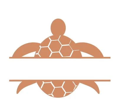 A flat silhouette illustration featuring sea turtle split monogram with split Stock Illustration