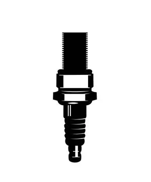 A flat silhouette illustration featuring spark plug with threaded terminal, i Stock Illustration