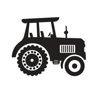 A flat silhouette illustration featuring tractor with tractor body, detailed  Stock Illustration