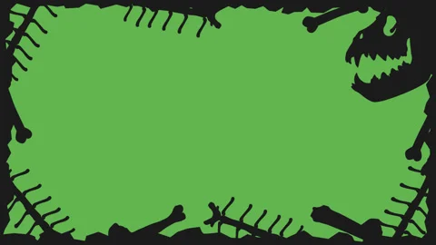 Flat silhouette monsters head skeleton spooky backdrop frame border with alpha 스톡 동영상 93789838