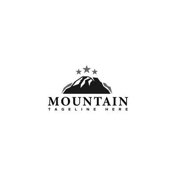 Flat silhouette MOUNTAIN forest high logo design Stock Illustration