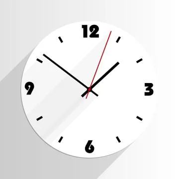 Flat simple analogue wall clock Stock Illustration