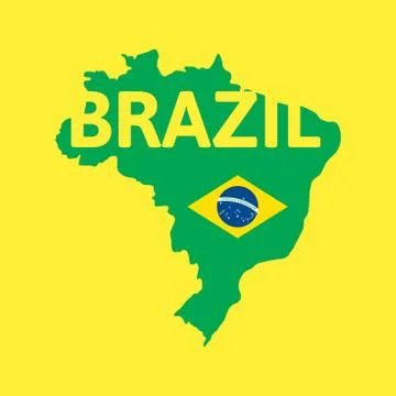 Flat simple brazil map Stock Illustration