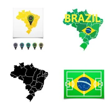 Flat simple Brazil map Illustrazione stock