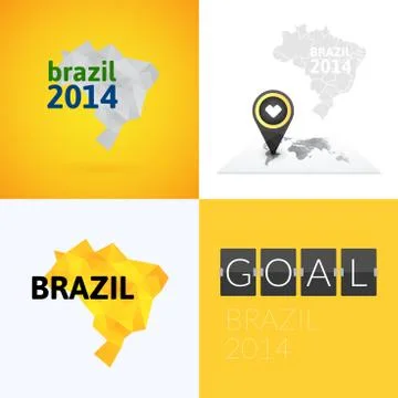 Flat simple Brazil map Stock Illustration