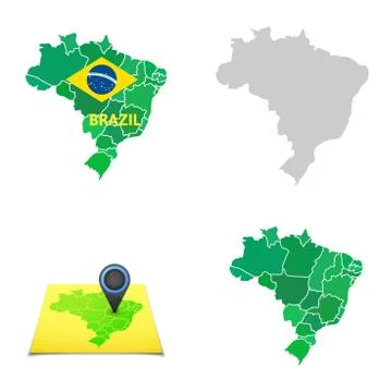 Flat simple Brazil map Stock Illustration