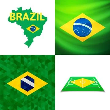 Flat simple Brazil map Illustrazione stock