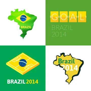 Flat simple Brazil map Illustrazione stock