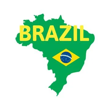 Flat simple brazil map Illustrazione stock