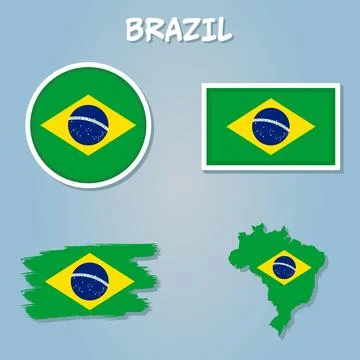 Flat simple Brazil map, vector background illustration. Illustrazione stock