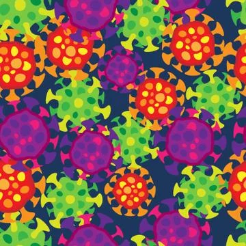 Flat simple cartoon bacterium seamless science pattern Stock Illustration