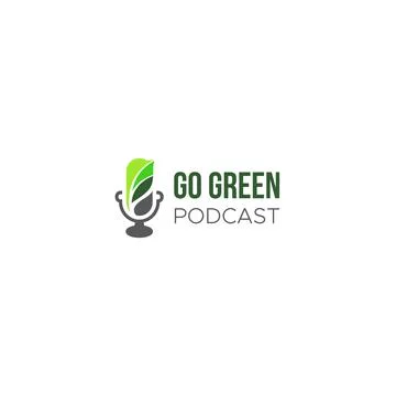 Flat simple design Go Green PODCAST logo design Stock Illustration