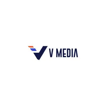 Flat simple design Initial V Media logo design Stock Illustration
