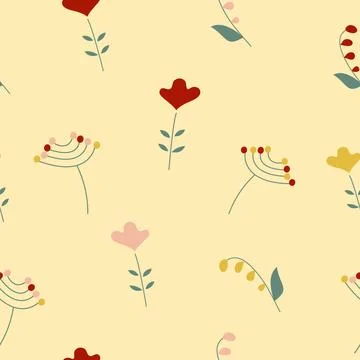 Flat simple flower seamless pattern Stockillustratie