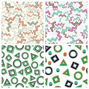 Flat simple geometric shapes in seamless pattern fixated イラスト素材