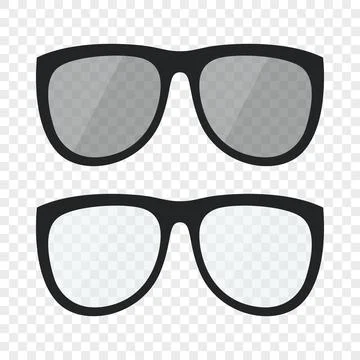 Flat Simple Glasses Vector Icon. Round Glasses Clipart Set. Black Frame Eyewear Stock Illustration