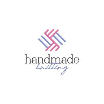 Flat simple HANDMADE KNITTING quality logo design Stock Illustration