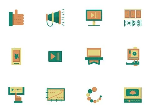 Flat simple icons for video blogging Stock Illustration