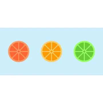 Flat simple illustration of lime, grapefruit and orange slices. Vector image. Stock Illustration