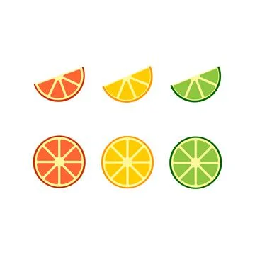 Flat simple illustration of lime, grapefruit and orange slices. Vector image Stock Illustration